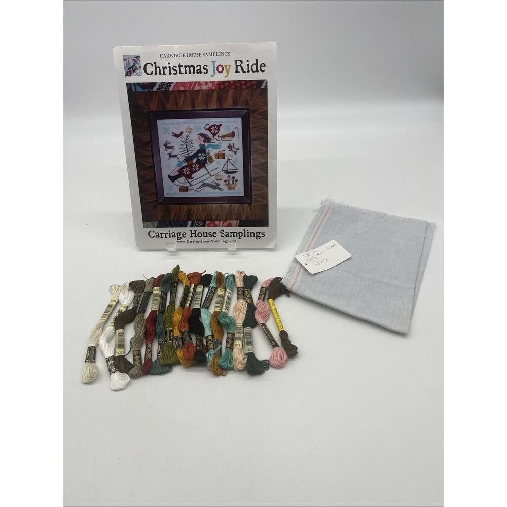 Carriage House Samplings “Christmas Joy Ride” Cross Stitch kit pattern.